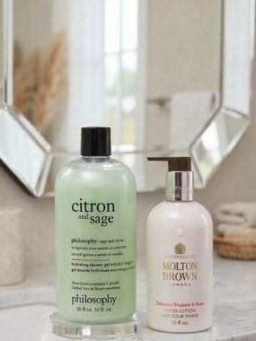 NWT Philosophy Citron & Sage 16oz + Molton Brown Rhubarb Rose 10oz Bundle